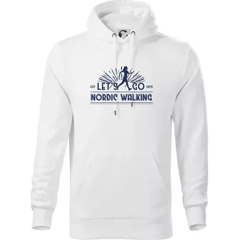 Pánská mikina Let's go nordic walking - vintage - Mikina pánská Cape s kapucí - 5XL ( Bílá )