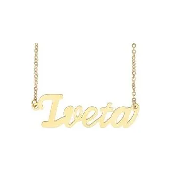 Přívěsek Ewena Řetízek z oceli se jménem Iveta zlatá ocel
