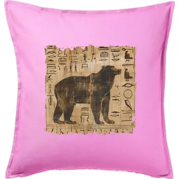 Polštář Egyptské hieroglyfy medvěd - Polštář 50x50 - 50x50 - Pouze potah ( Růžová )