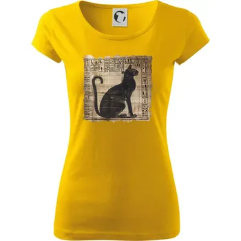 Dámské tričko Egyptské hieroglyfy kočka - Dámské triko Pure - XS ( Žlutá )