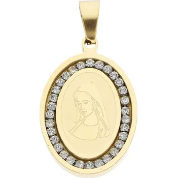 Přívěsek Ewena Přívěsek medailon Madonka s řetízkem s krystalky GOLD + dárkové balení