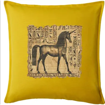 Polštář Egyptské hieroglyfy jednorožec - Polštář 50x50 - 50x50 - Pouze potah ( Žlutá )