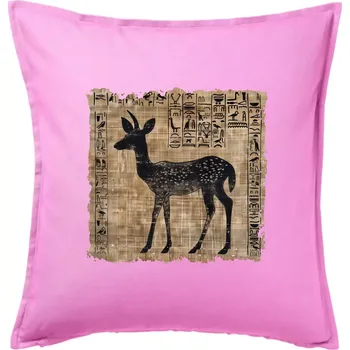Polštář Egyptské hieroglyfy srnka - Polštář 50x50 - 50x50 - Pouze potah ( Růžová )