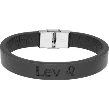Náramek Ewena Pánský kožený náramek černý se znamením Lev + dárkové balení
