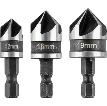 Nástavec na vrták GRAPHITE 54T423 sada záhlubníků 12,16,19mm na dřevo, hliník, plasty s šestihrannou stopkou