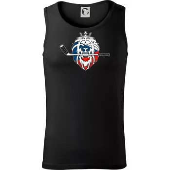 Lev s hokejkou v tlamě - Česká vlajka - Tílko pánské Core - XL ( Černá )