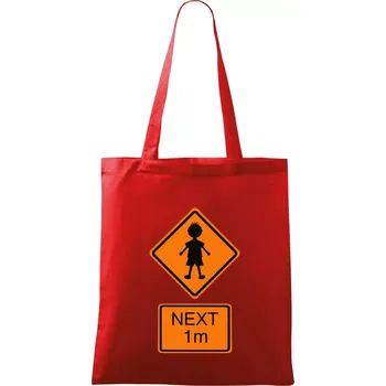 Nákupní taška Pozor člověk next 1m (Moňas) - Taška bavlněná - 42 x 38 cm ( Červená )