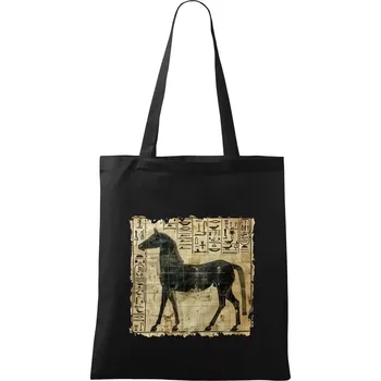 Egyptské hieroglyfy kůň - Taška bavlněná - 42 x 38 cm ( Černá )
