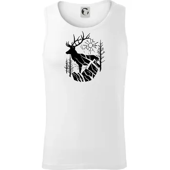 Jelen v lese křivky - Tílko pánské Core - M ( Bílá )
