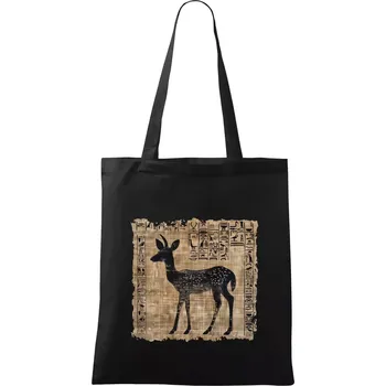 Nákupní taška Egyptské hieroglyfy srnka - Taška bavlněná - 42 x 38 cm ( Černá )