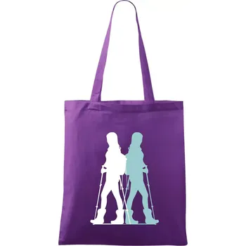 Nákupní taška Nordic walking figury - žena - Taška bavlněná - 42 x 38 cm ( Fialová )