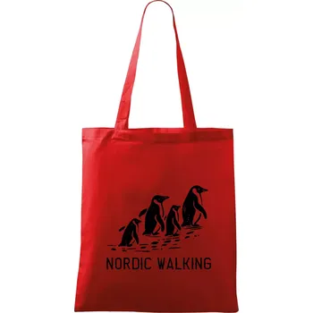 Nákupní taška Nordic walking tučňáci - vintage - Taška bavlněná - 42 x 38 cm ( Červená )