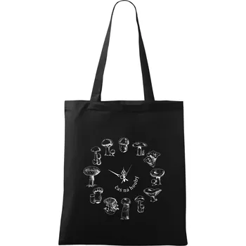 Nákupní taška Čas na houby - Taška bavlněná - 42 x 38 cm ( Černá )