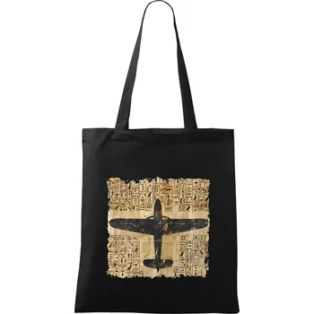 Egyptské hieroglyfy letadlo - Taška bavlněná - 42 x 38 cm ( Černá )
