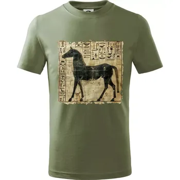 Egyptské hieroglyfy kůň - Tričko dětské bavlněné - 158 cm/12 let ( Khaki )