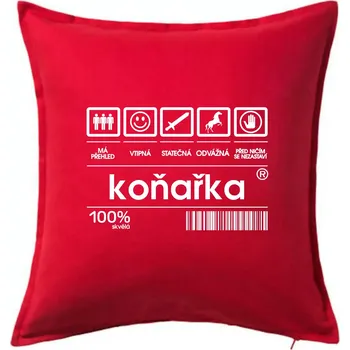Polštář Čárový kód - Koňařka - Polštář 50x50 - 50x50 - Pouze potah ( Červená )