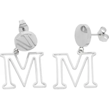 Náušnice Ewena Stříbrné náušnice písmeno M z chirurgické oceli + dárkové balení