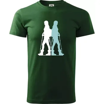Pánské tričko Nordic walking figury - žena - Triko extra velké (5-8XL) - 7XL ( Lahvově zelená )