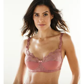 Podprsenka Podprsenka Rima zn. Confidence Lingerie® z mikrovlákna a vyšívaného tylu, bez kostic korálová 70B