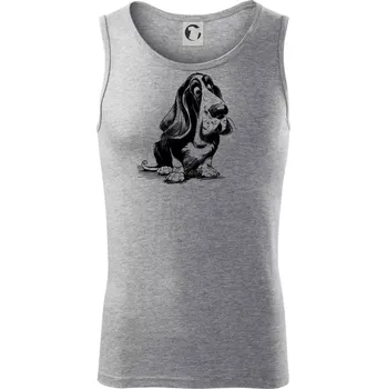 Černobílá karikatura baset - Tílko pánské Core - XL ( Tmavě šedý melír )