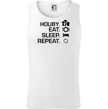 Houby Eat Sleep Repeat - Tílko pánské Core - XL ( Bílá )