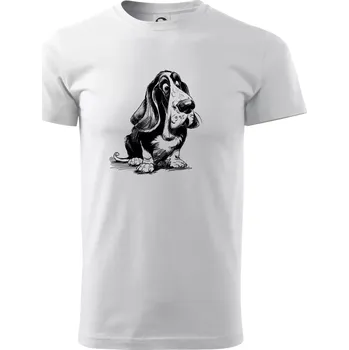 Černobílá karikatura baset - Triko extra velké (5-8XL) - 6XL ( Bílá )