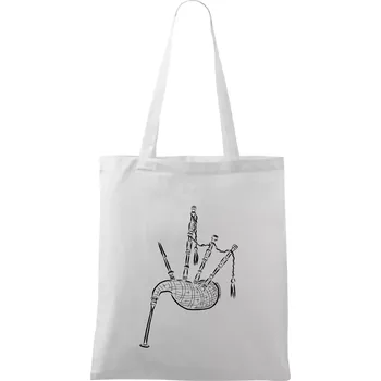 Nákupní taška Skotské dudy - Taška bavlněná - 42 x 38 cm ( Bílá )