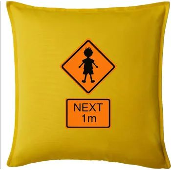 Polštář Pozor člověk next 1m (Moňas) - Polštář 50x50 - 50x50 - Pouze potah ( Žlutá )