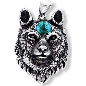 Přívěsek Ewena Ocelový přívěsek vlčí hlava s řetízkem KHB316 + dárkové balení