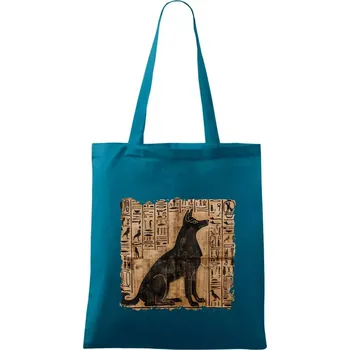 Egyptské hieroglyfy pes - Taška bavlněná - 42 x 38 cm ( Petrolejová )