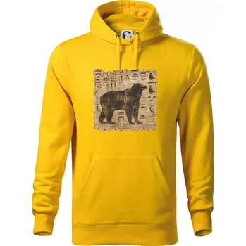 Pánská mikina Egyptské hieroglyfy medvěd - Mikina pánská Cape s kapucí - S ( Žlutá )
