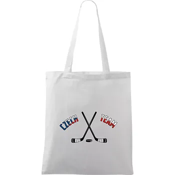 Czech team - hokejky a puk - Taška bavlněná - 42 x 38 cm ( Bílá )