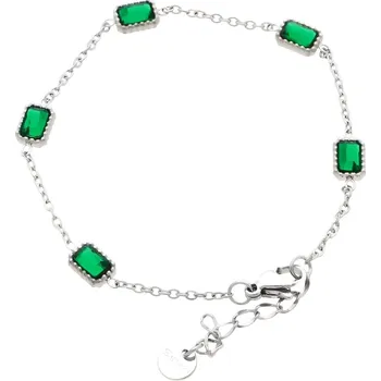Náramek Ewena Dámský náramek stříbrný z chirurgické oceli zelený Akaha + dárkové balení