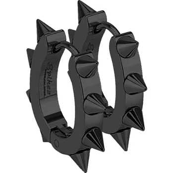 Náušnice Ewena Černé ocelové náušnice - kroužky s ostny + dárkové balení