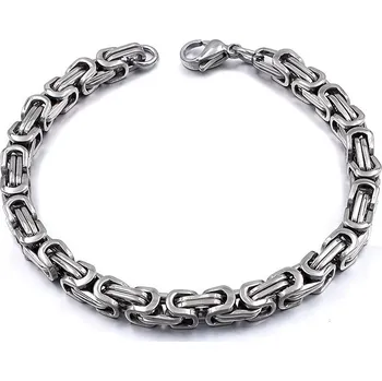 Náramek Ewena Náramek 22 cm x 8 mm královský vzor z chirurgické oceli 316L stříbrny + dárkové balení