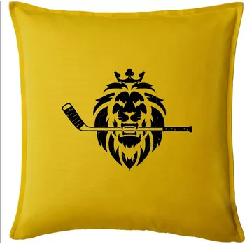 Polštář Lev s hokejkou v tlamě - Polštář 50x50 - 50x50 - Pouze potah ( Žlutá )