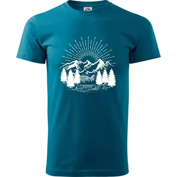 Pánské tričko Hory a les - Klasické pánské triko vyšší gramáže - L ( Petrolejová )