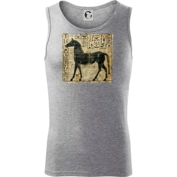 Egyptské hieroglyfy kůň - Tílko pánské Core - XL ( Tmavě šedý melír )