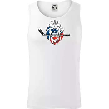 Lev s hokejkou v tlamě - Česká vlajka - Tílko pánské Core - 2XL ( Bílá )