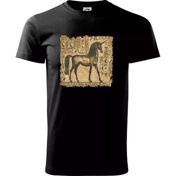 Pánské tričko Egyptské hieroglyfy jednorožec - Triko extra velké (5-8XL) - 8XL ( Černá )