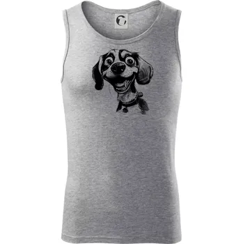 Černobílá karikatura bígl - Tílko pánské Core - L ( Tmavě šedý melír )