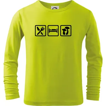 Dětská móda Eat Sleep Houbaření - Triko dětské Long Sleeve - 122 cm/6 let ( Limetková )