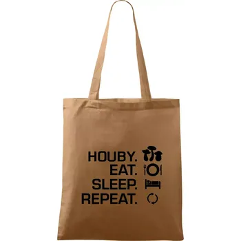 Nákupní taška Houby Eat Sleep Repeat - Taška bavlněná - 42 x 38 cm ( Cappuccino )