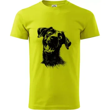 Černobílá karikatura Labrador tmavý - Klasické pánské triko vyšší gramáže - L ( Limetková )