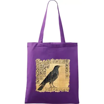 Nákupní taška Egyptské hieroglyfy pták - Taška bavlněná - 42 x 38 cm ( Fialová )