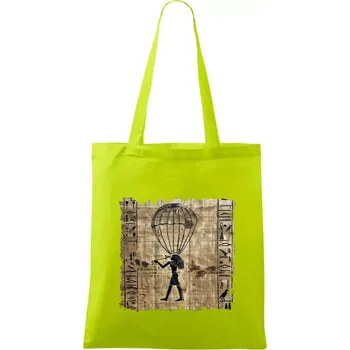 Egyptské hieroglyfy parašutista - Taška bavlněná - 42 x 38 cm ( Limetková )
