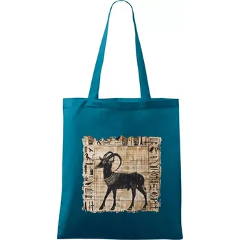 Egyptské hieroglyfy koza - Taška bavlněná - 42 x 38 cm ( Petrolejová )