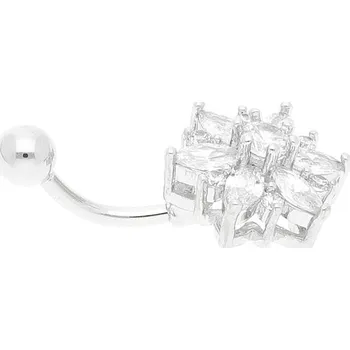 Piercing Ewena Piercing krystalová kytka stříbrná z chirurgické oceli