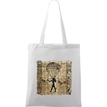 Egyptské hieroglyfy parašutista - Taška bavlněná - 42 x 38 cm ( Bílá )