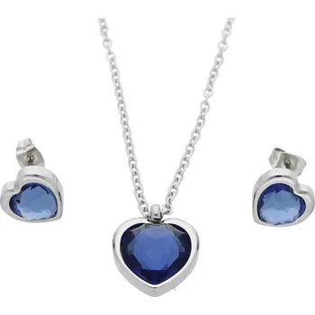 Souprava šperků Ewena Souprava srdíčka z chirurgické oceli modrá KJ545 + dárkové balení
